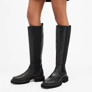 ALLSAINTS Maeve Knee High Slip On Leather Boots